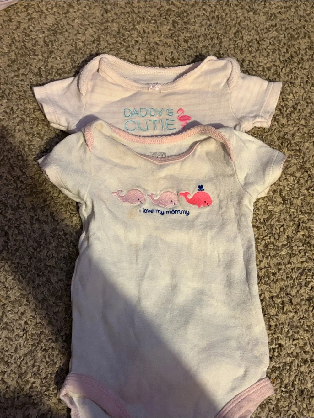 Pink Baby Onesie Set with Whale & 'Daddy's Cutie' Embroidery